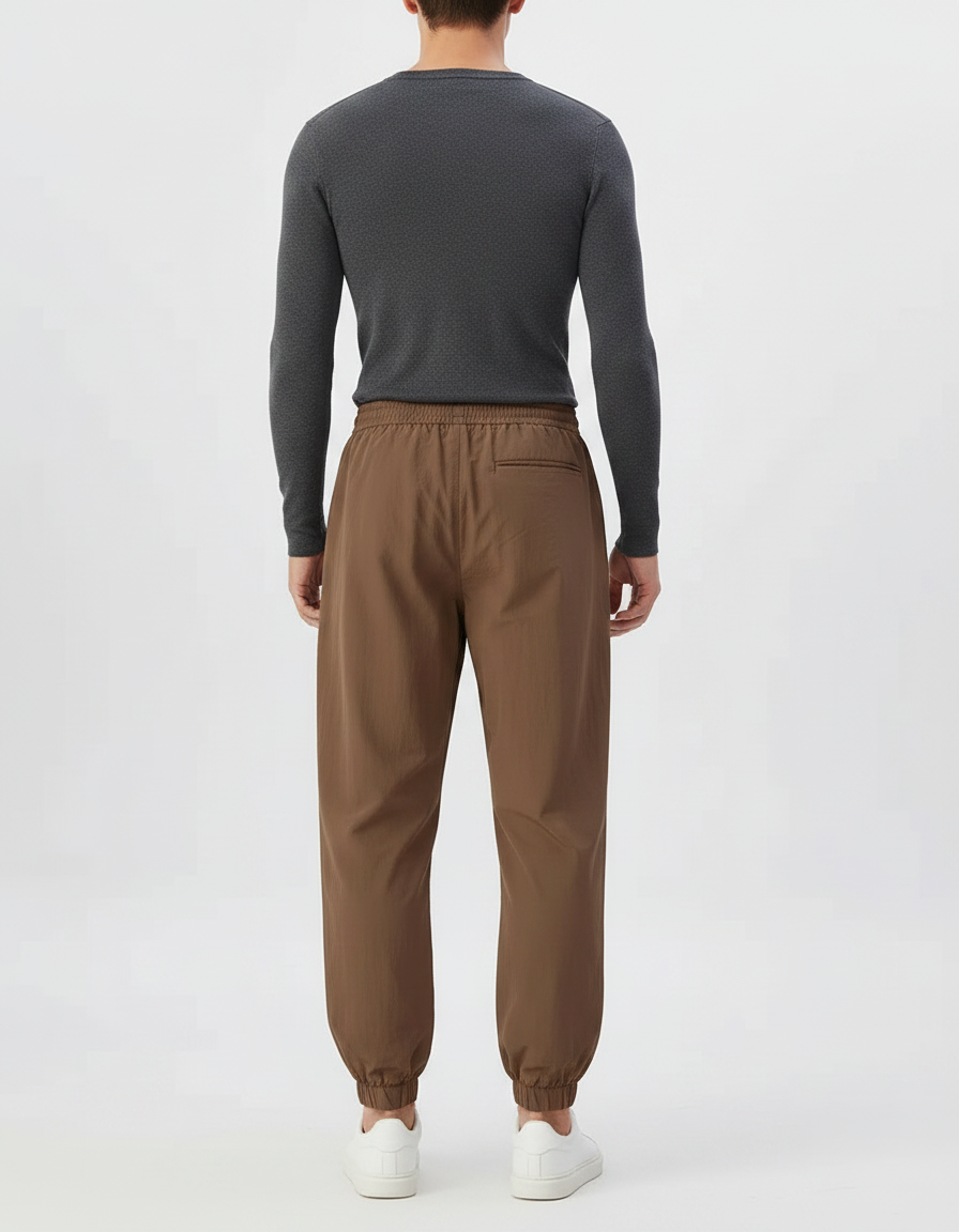 Pantalon Parachute Marron Ample Décontracté Homme - Polyester - vue 2