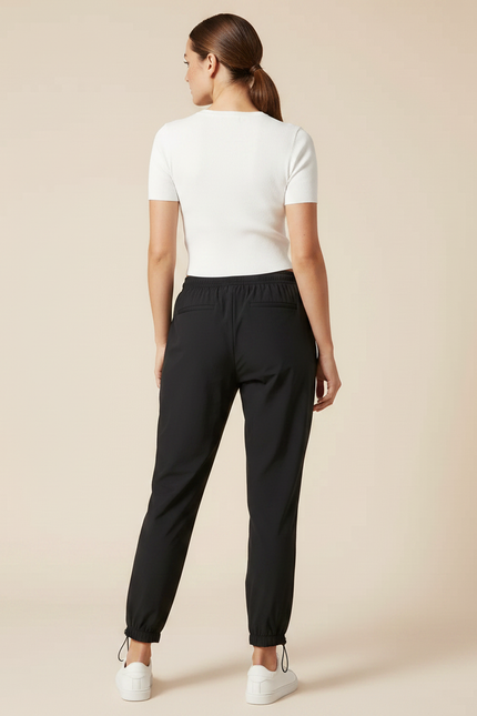Pantalon Parachute Noir Ample Sport Cordon Femme - Polyester - vue 2