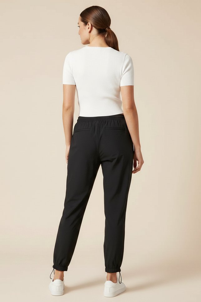 Pantalon Parachute Noir Ample Sport Cordon Femme - Polyester - vue 2