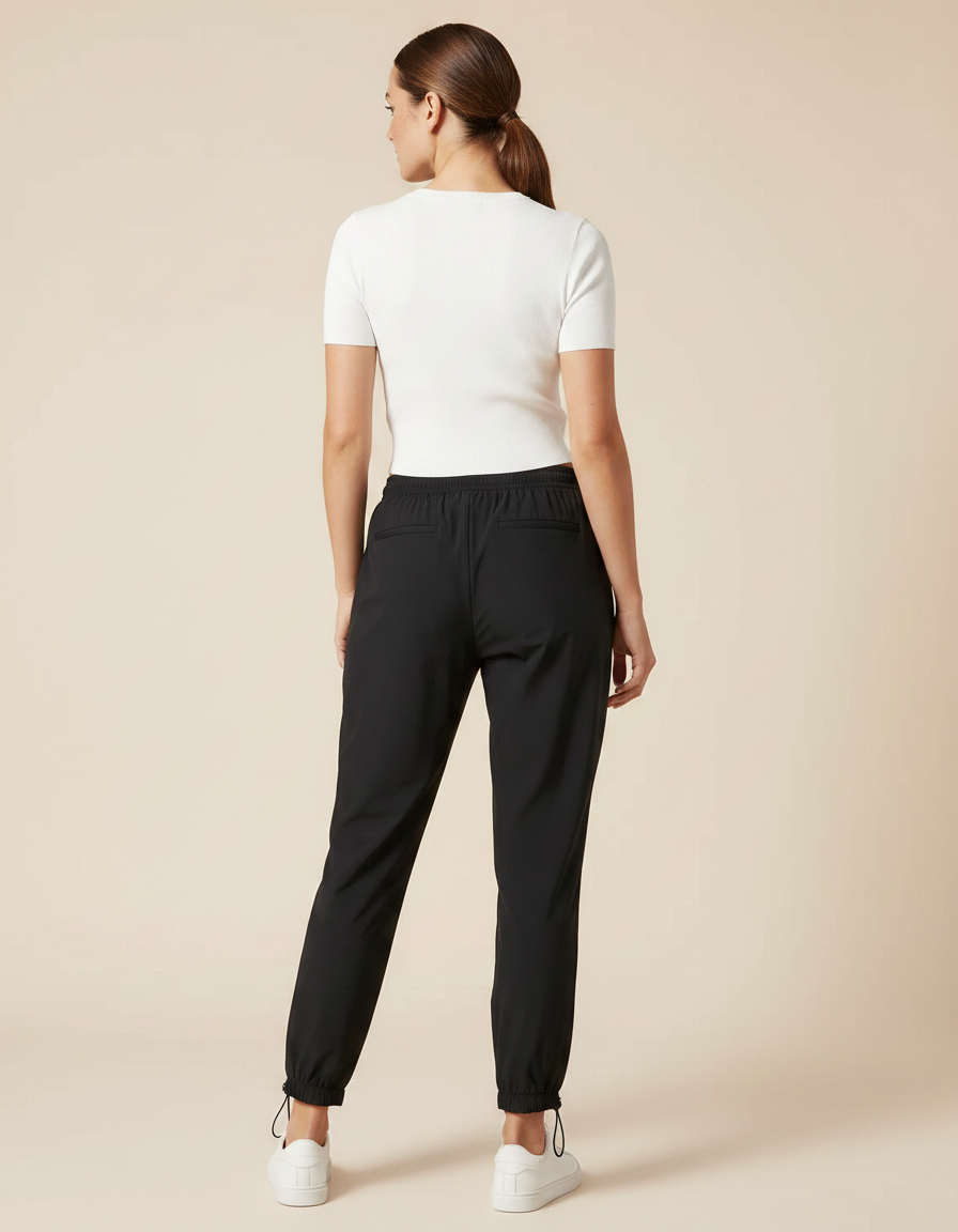 Pantalon Parachute Noir Ample Sport Cordon Femme - Polyester - vue 2