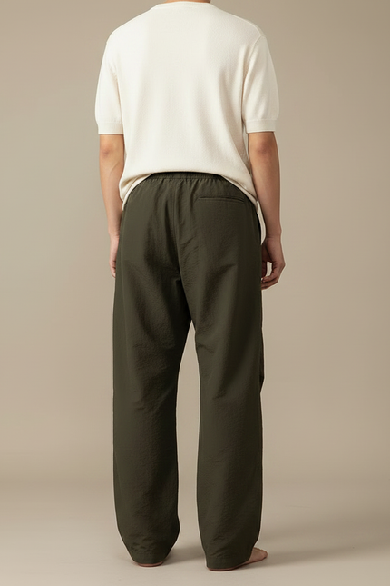 Pantalon Parachute Kaki Ample Cordon Décontracté Homme - Polyester - vue 2
