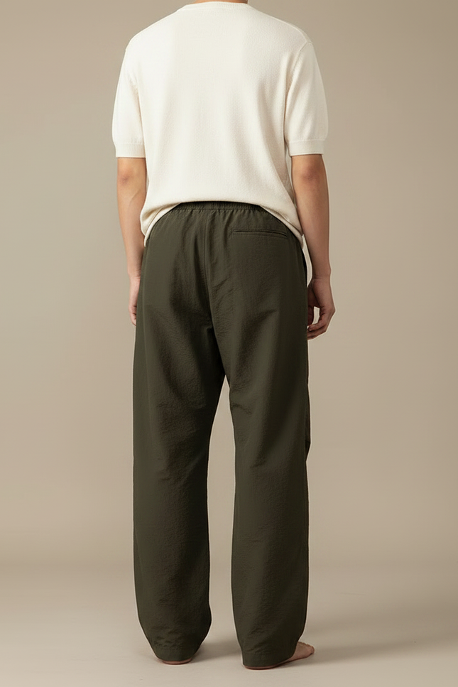 Pantalon Parachute Kaki Ample Cordon Décontracté Homme - Polyester - vue 2