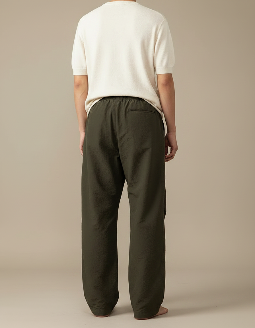 Pantalon Parachute Kaki Ample Cordon Décontracté Homme - Polyester - vue 2