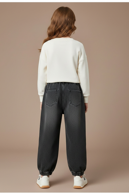 Pantalon Parachute Gris Ample Denim Enfant - Jean - vue 2