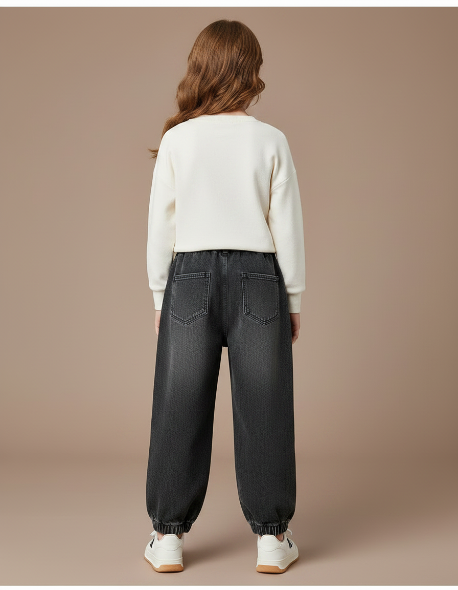 Pantalon Parachute Gris Ample Denim Enfant - Jean - vue 2