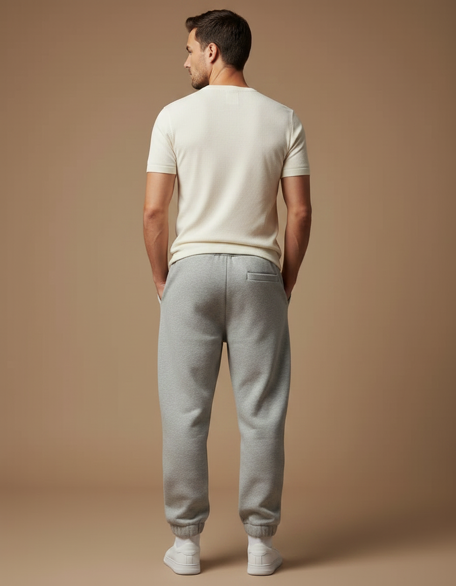 Pantalon Parachute Gris Ample Molleton Décontracté Homme - vue 2