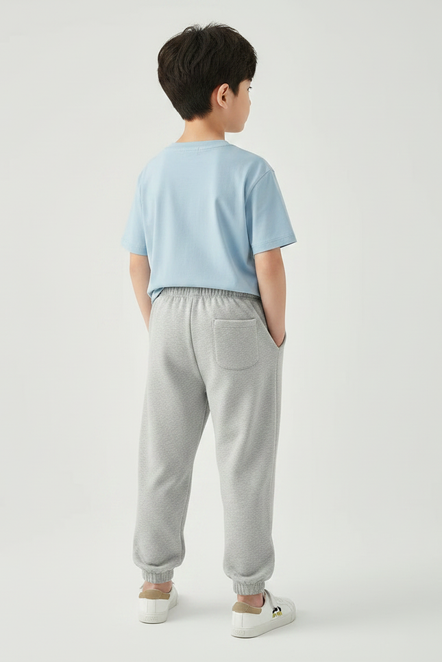 Pantalon Parachute Gris Molletonné Décontracté Brodé Enfant - vue 2