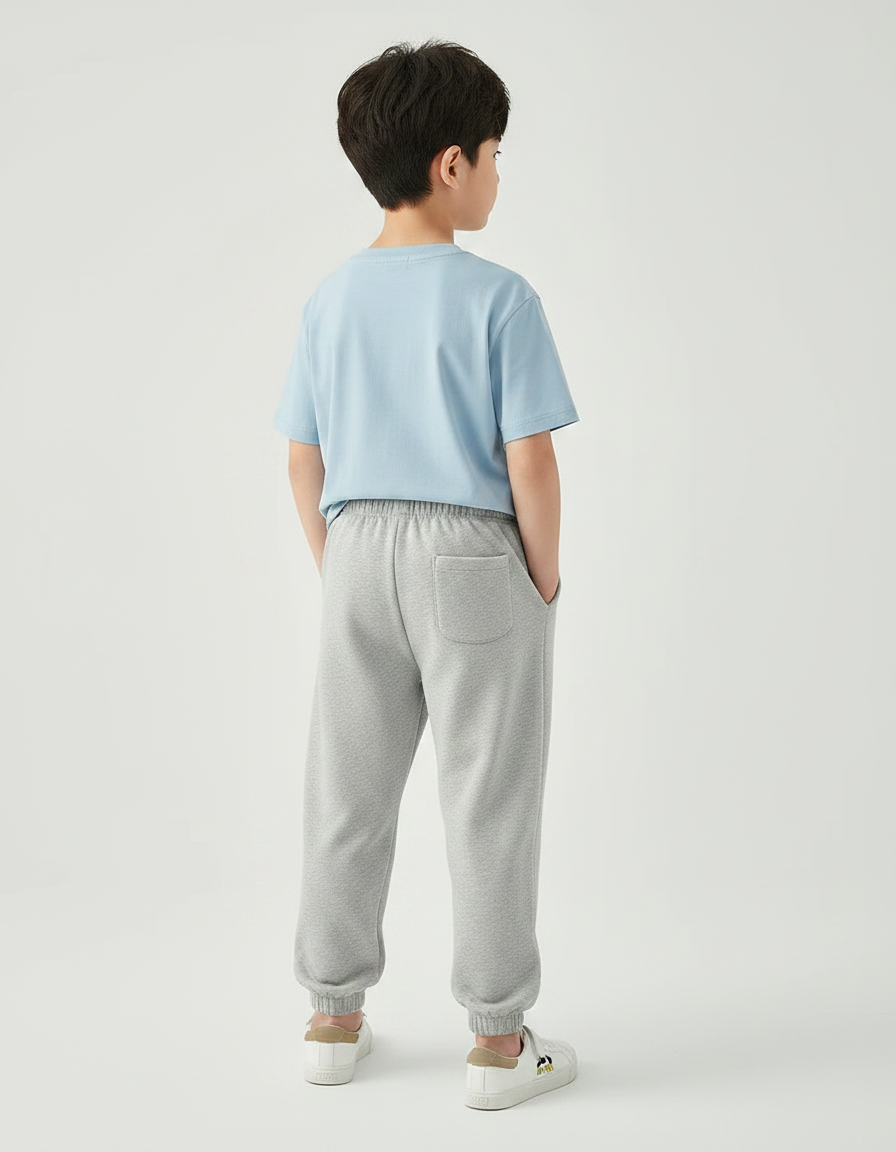 Pantalon Parachute Gris Molletonné Décontracté Brodé Enfant - vue 2