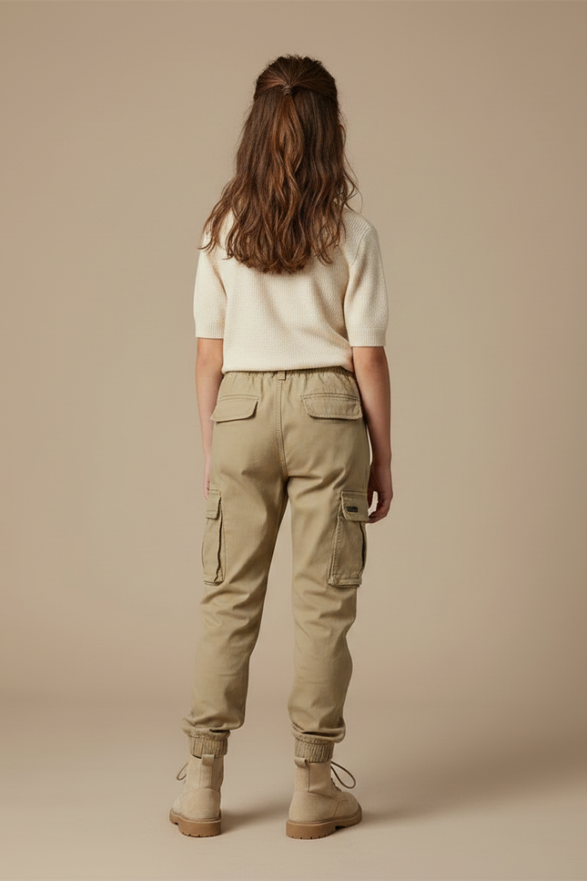 Pantalon Parachute Kaki Cargo Ample Coton Décontracté - vue 2