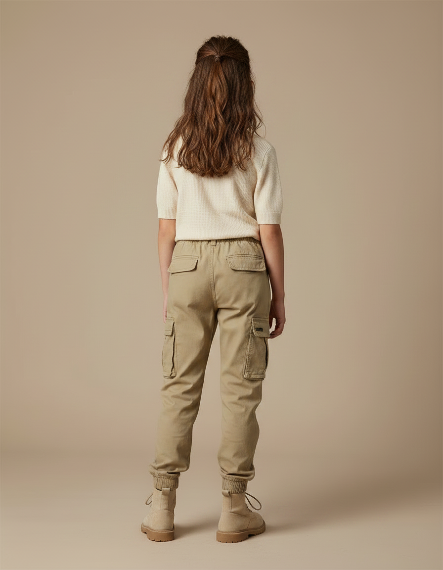 Pantalon Parachute Kaki Cargo Ample Coton Décontracté - vue 2