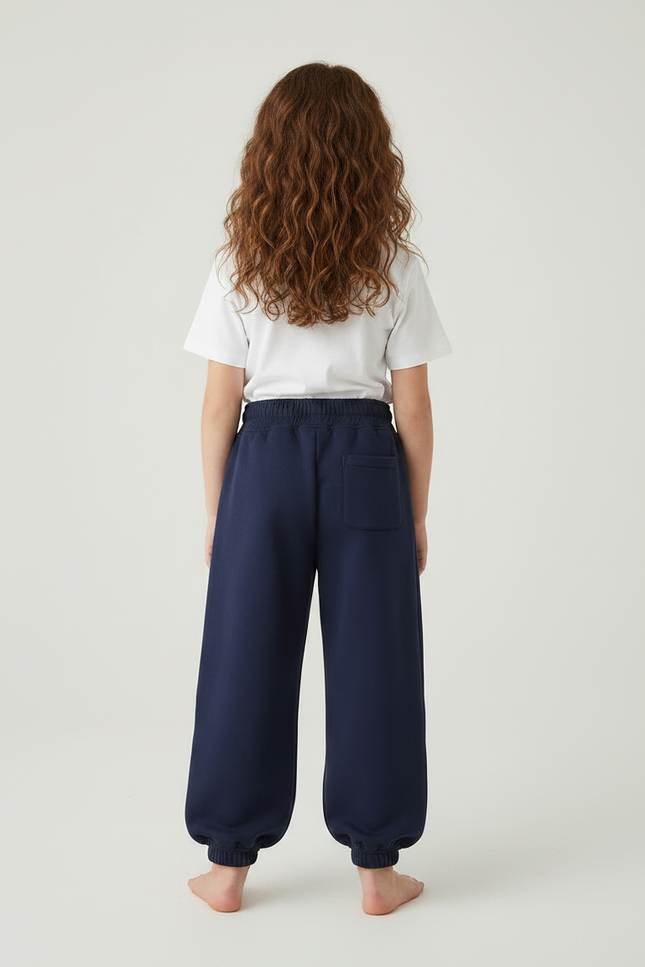 Pantalon Parachute Bleu Marine Ample Molletonné Enfant - vue 2