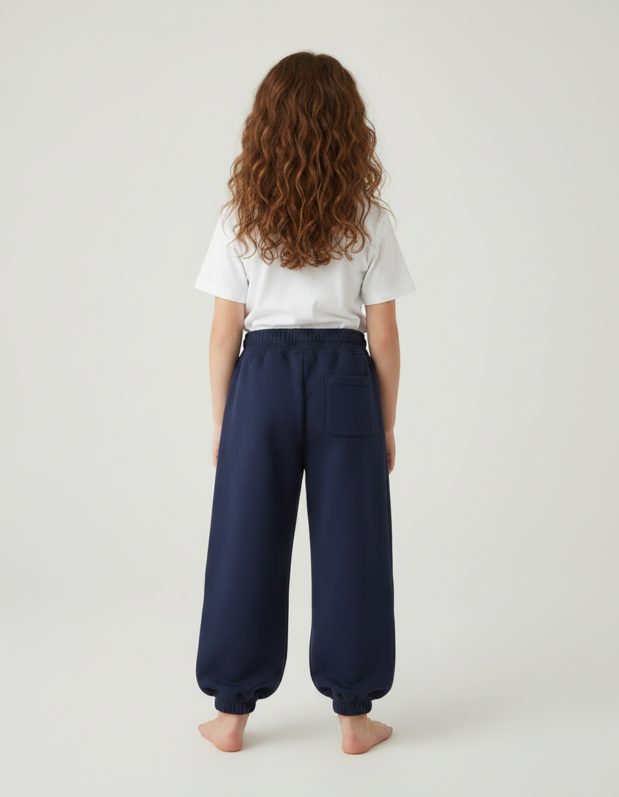 Pantalon Parachute Bleu Marine Ample Molletonné Enfant - vue 2