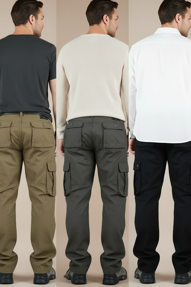 Pantalon Parachute Cargo Ample Coton Homme - Kaki - vue 2