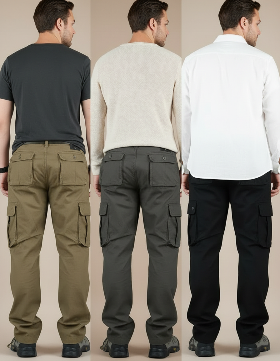Pantalon Parachute Cargo Ample Coton Homme - Kaki - vue 2