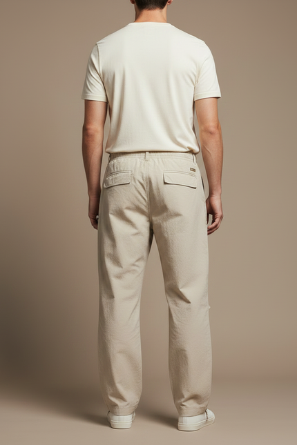 Pantalon Parachute Beige Ample Streetwear Léger Homme - Polyester - vue 2