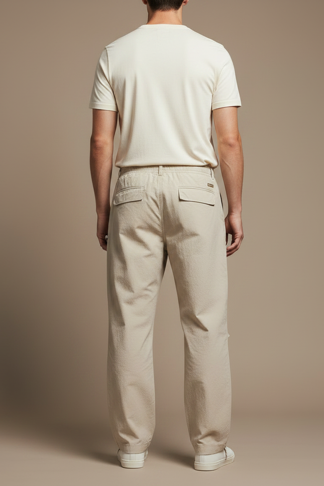 Pantalon Parachute Beige Ample Streetwear Léger Homme - Polyester - vue 2