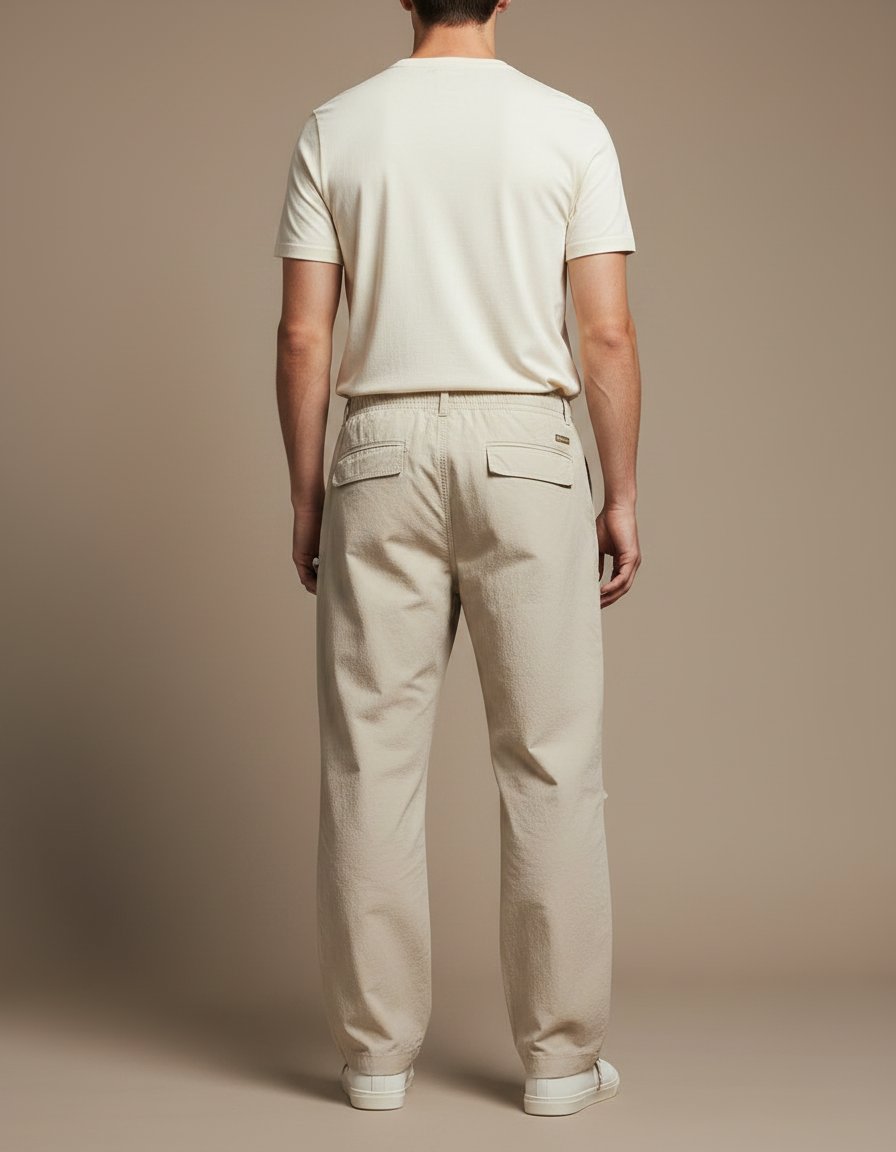 Pantalon Parachute Beige Ample Streetwear Léger Homme - Polyester - vue 2
