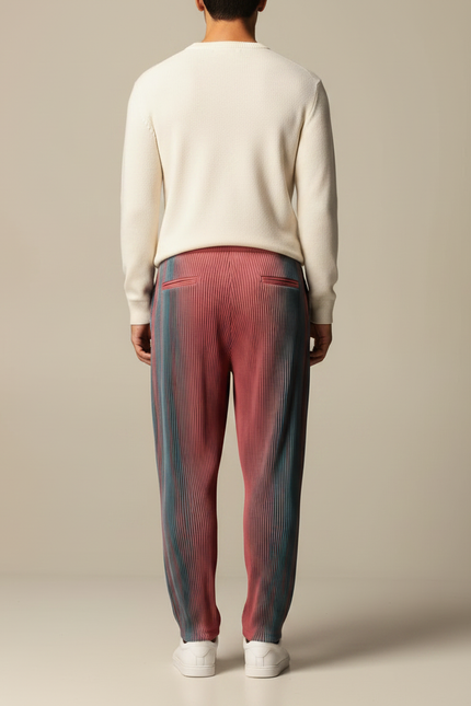 Pantalon Parachute Plissé Dégradé Ample Cordon Homme - Multicolore Polyester - vue 2