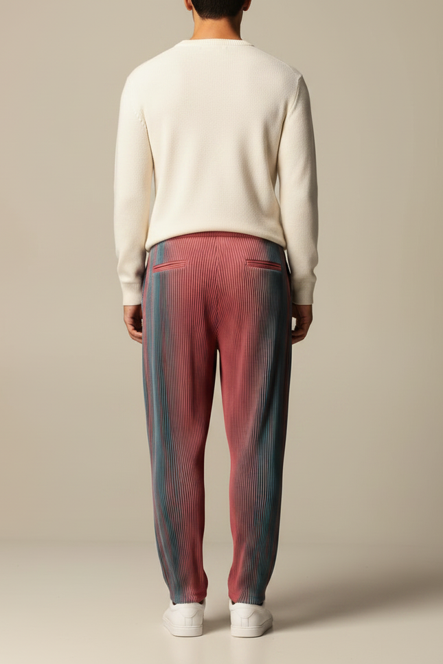 Pantalon Parachute Plissé Dégradé Ample Cordon Homme - Multicolore Polyester - vue 2