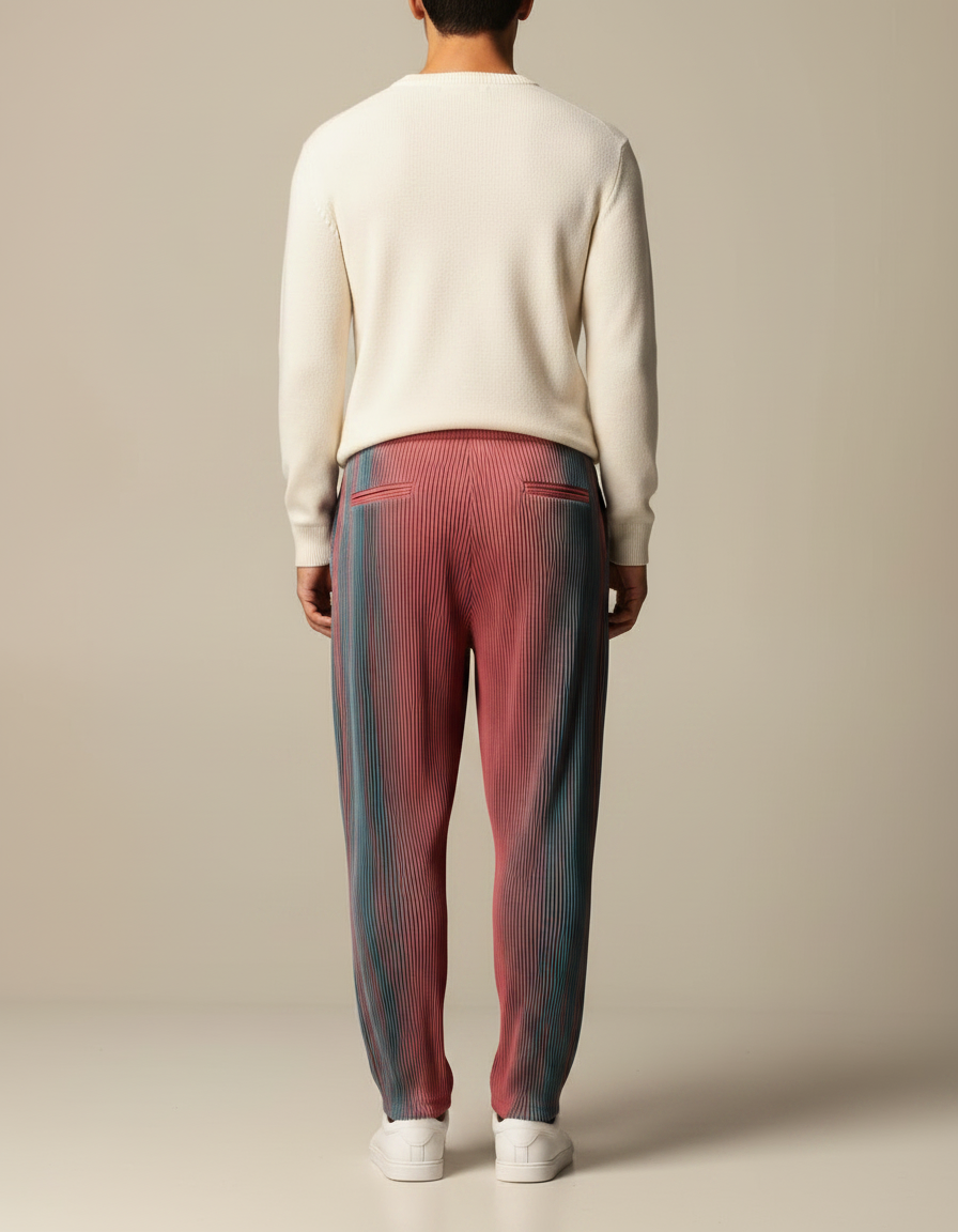 Pantalon Parachute Plissé Dégradé Ample Cordon Homme - Multicolore Polyester - vue 2