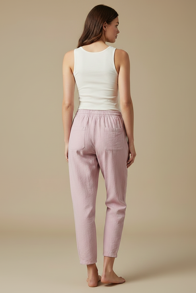 Pantalon Parachute Rose Lin Ample Décontracté Femme - vue 2