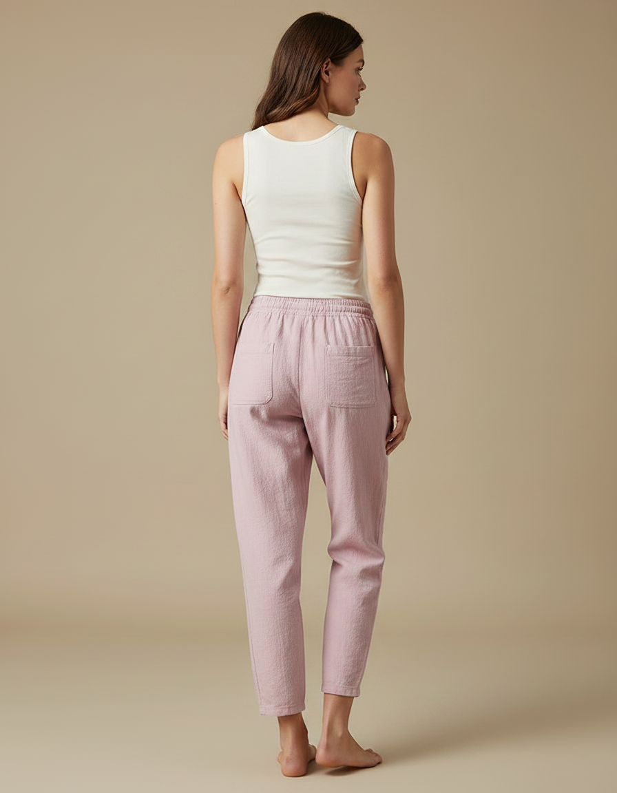 Pantalon Parachute Rose Lin Ample Décontracté Femme - vue 2