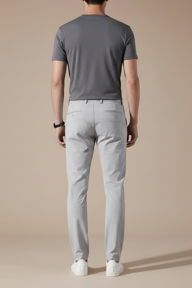 Pantalon Parachute Gris Clair Droit Nylon Élégant - Polyester - vue 2