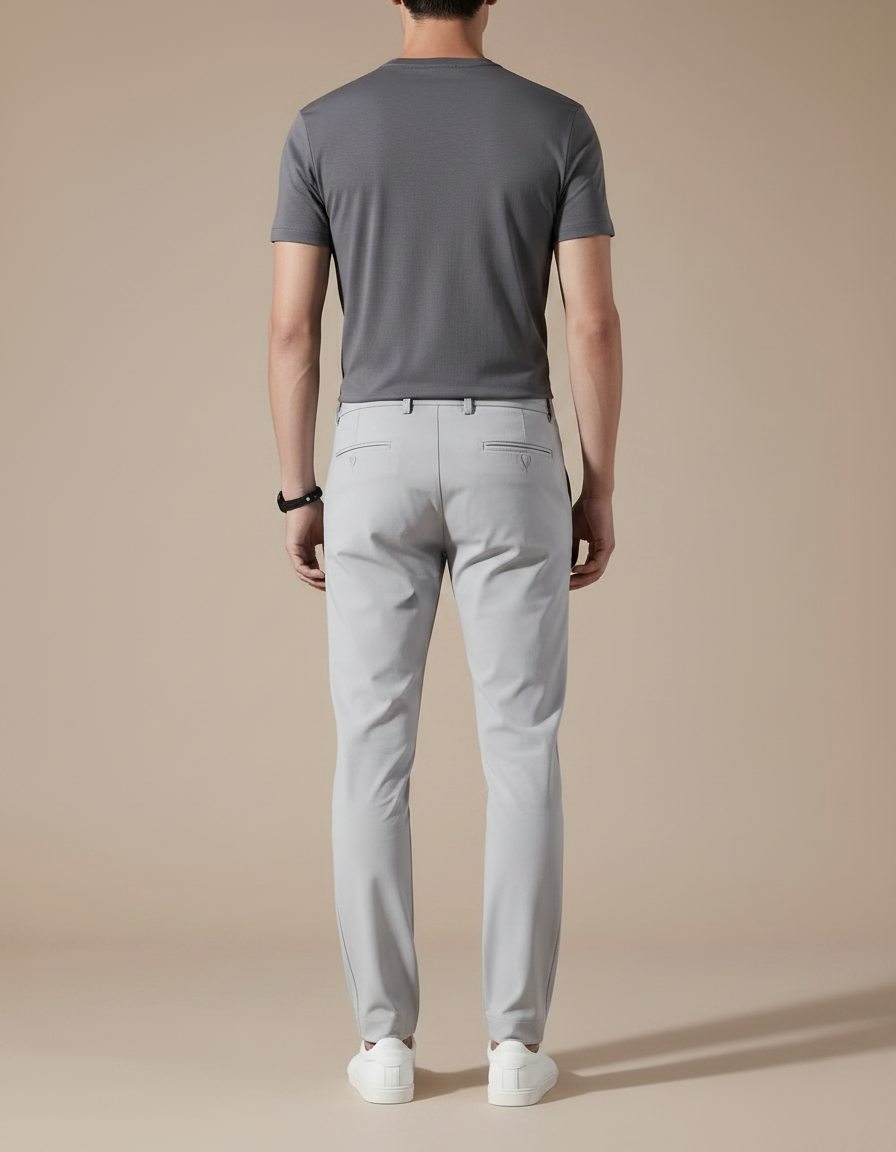 Pantalon Parachute Gris Clair Droit Nylon Élégant - Polyester - vue 2