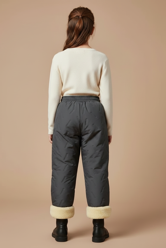Pantalon Parachute Gris Matelassé Doublé Chaud Enfant - Polyester - vue 2