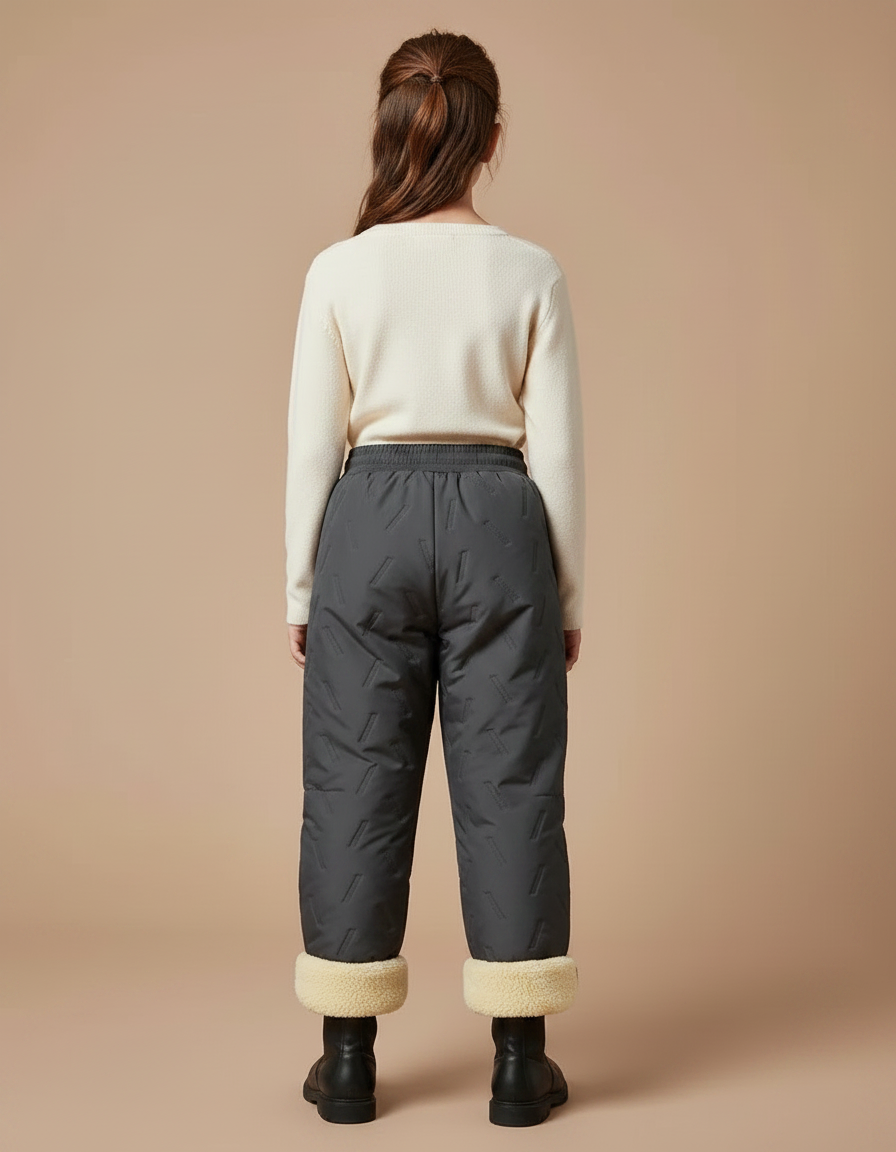 Pantalon Parachute Gris Matelassé Doublé Chaud Enfant - Polyester - vue 2