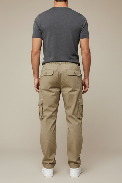 Pantalon Parachute Kaki Ample Coton Cargo Homme - vue 2
