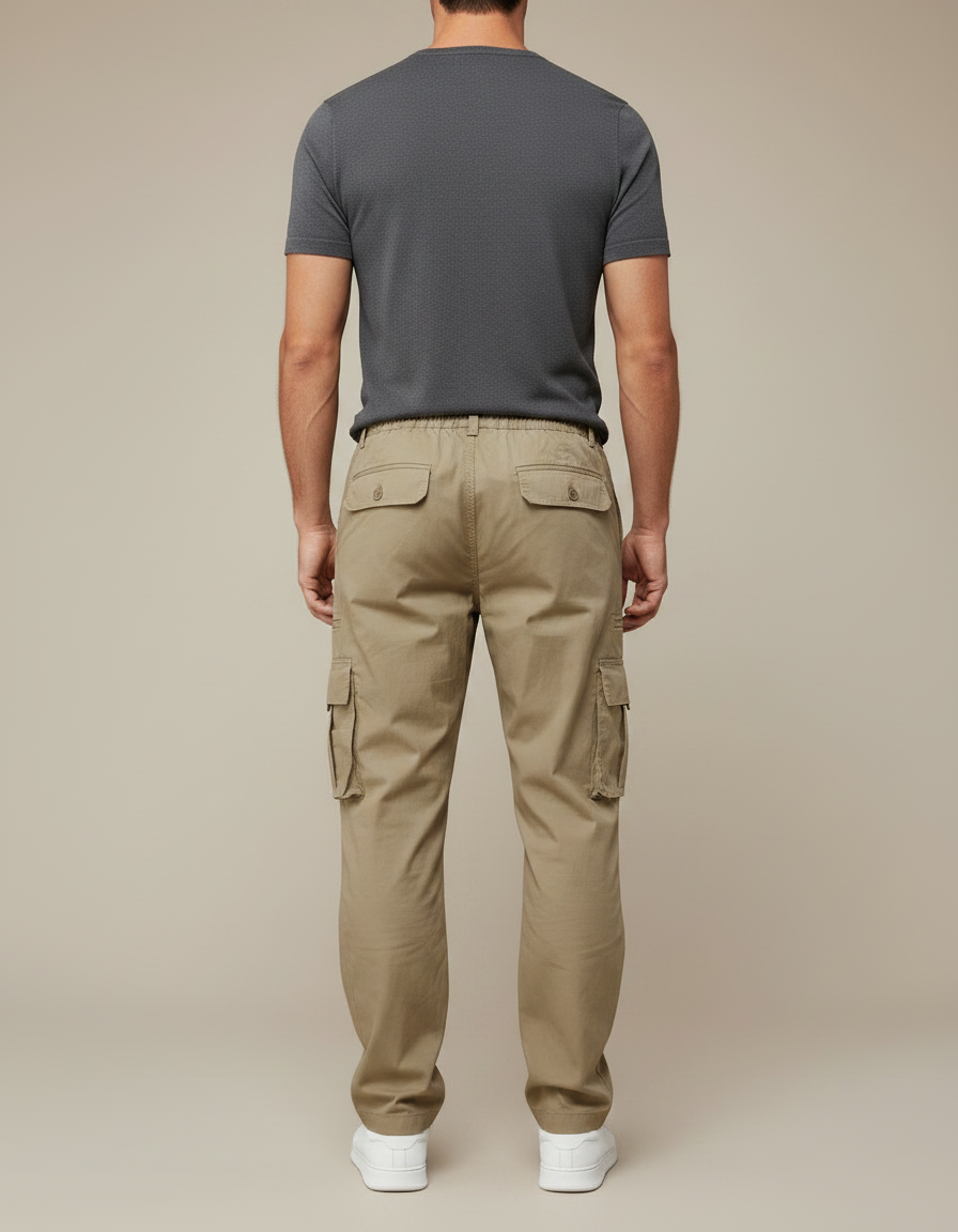 Pantalon Parachute Kaki Ample Coton Cargo Homme - vue 2