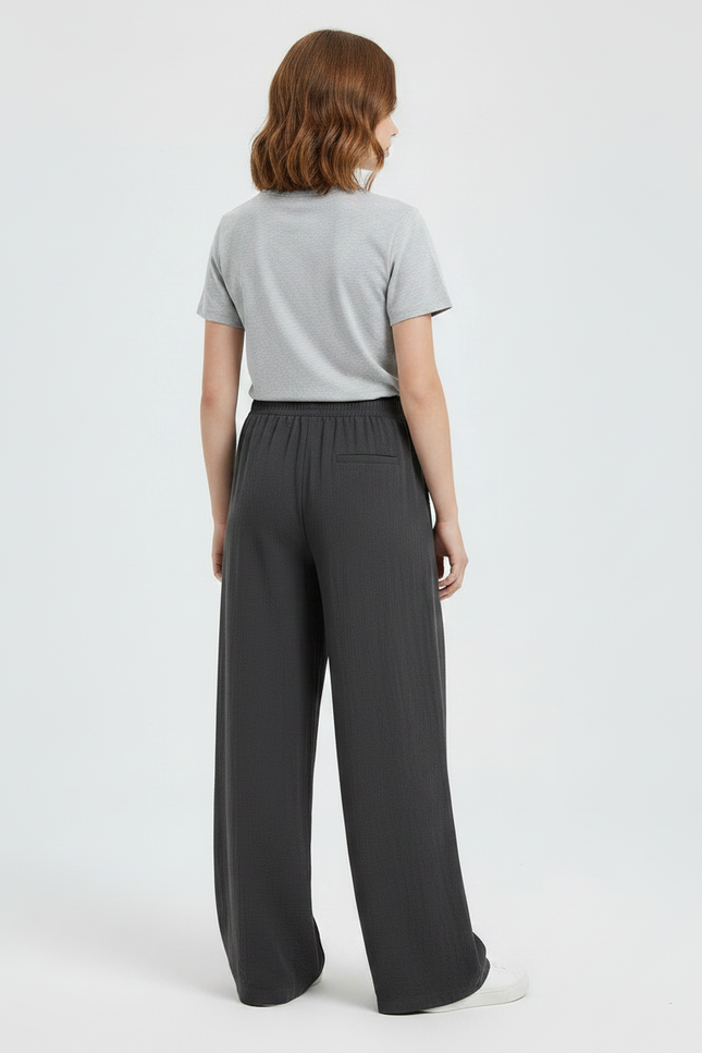 Pantalon Parachute Gris Ample Fluide Fille Décontracté - Polyester - vue 2
