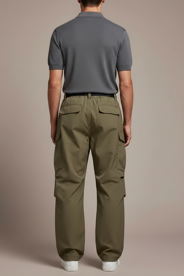 Pantalon Parachute Kaki Ample Fonctionnel Décontracté Homme - Polyester - vue 2