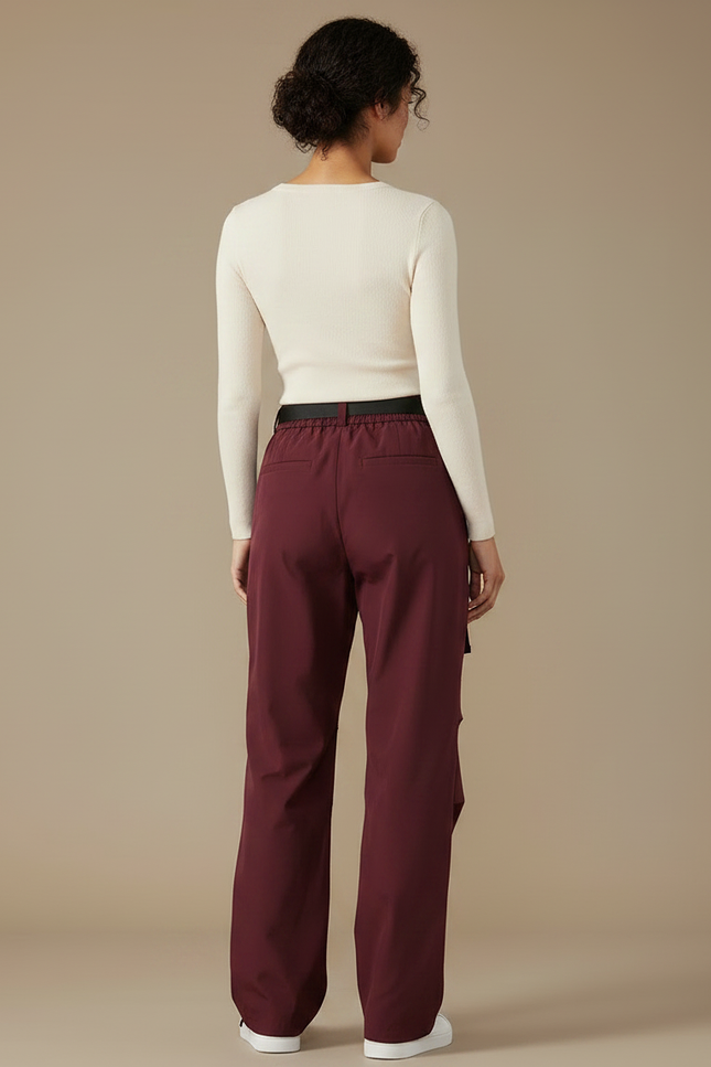 Pantalon Parachute Bordeaux Cargo Ample Fonctionnel - Polyester - vue 2