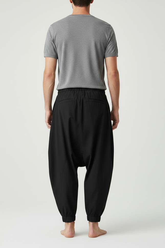 Pantalon Parachute Noir Ample Sarouel Décontracté Homme - Polyester - vue 2