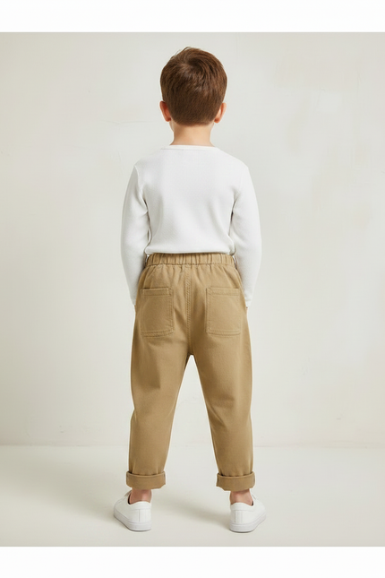 Pantalon Parachute Kaki Coton Élastique Décontracté Garçon - vue 2