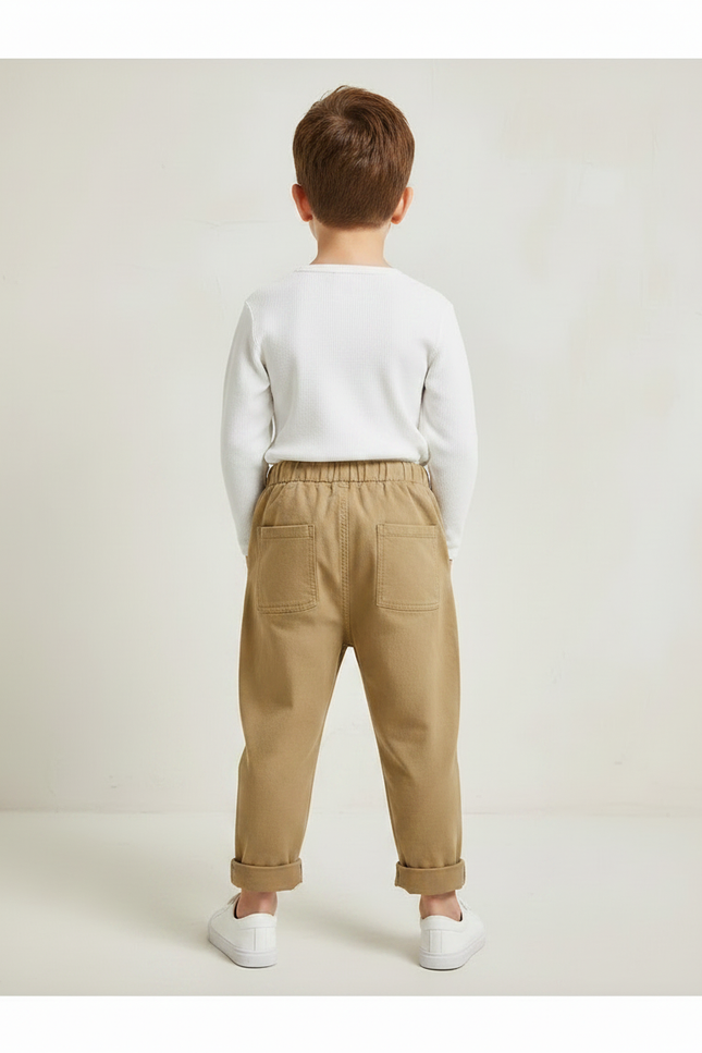 Pantalon Parachute Kaki Coton Élastique Décontracté Garçon - vue 2
