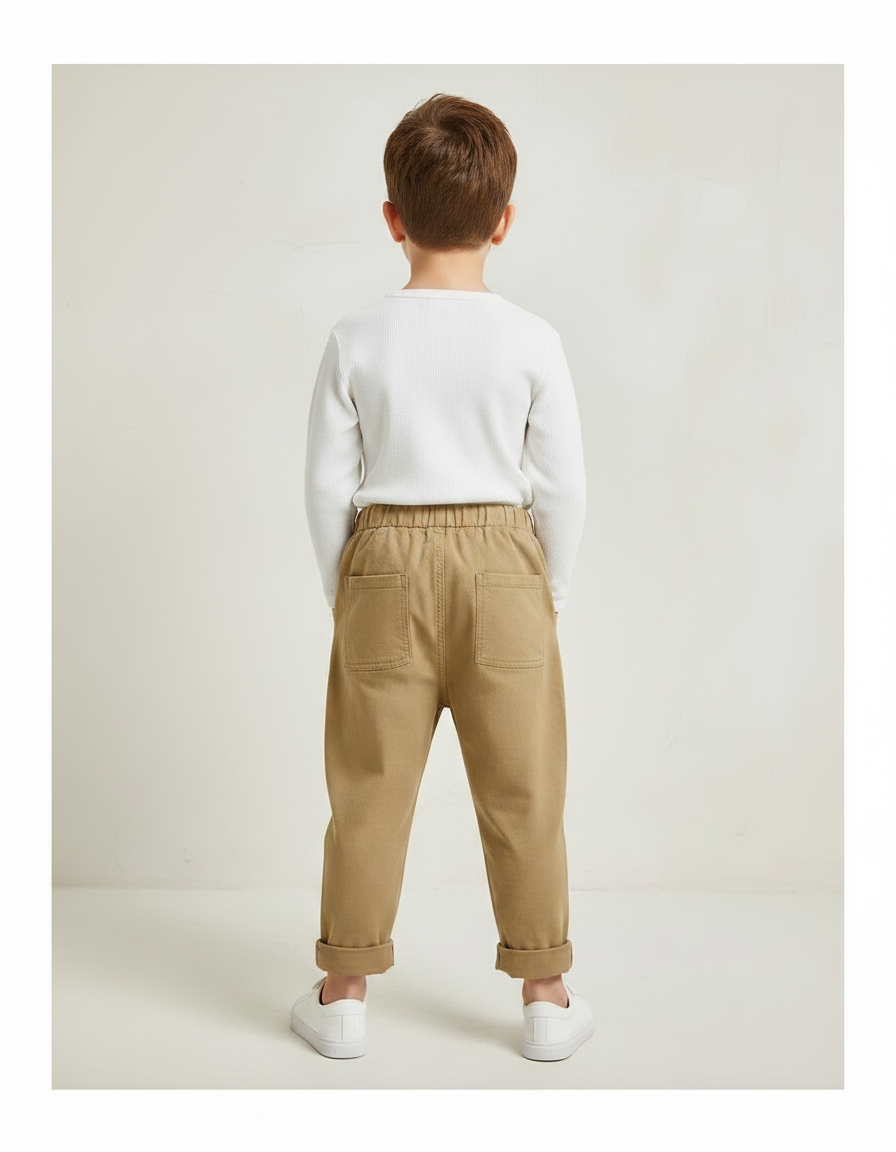 Pantalon Parachute Kaki Coton Élastique Décontracté Garçon - vue 2