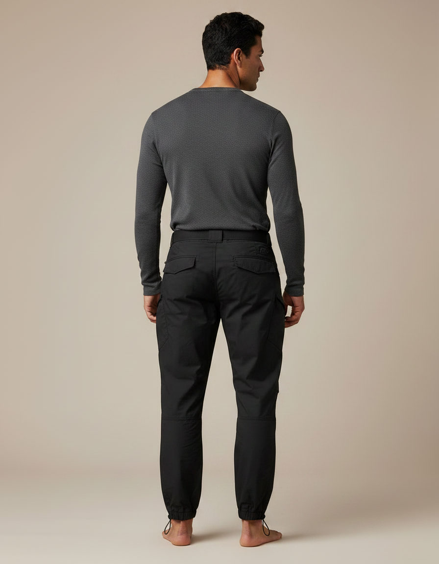 Pantalon Parachute Noir Cargo Tactique Homme Sport - Polyester - vue 2