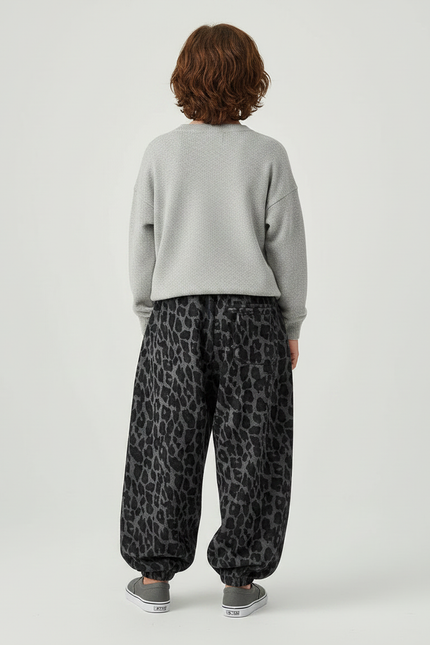 Pantalon Parachute Léopard Gris Ample Enfant Molletonné - Imprimé - vue 2