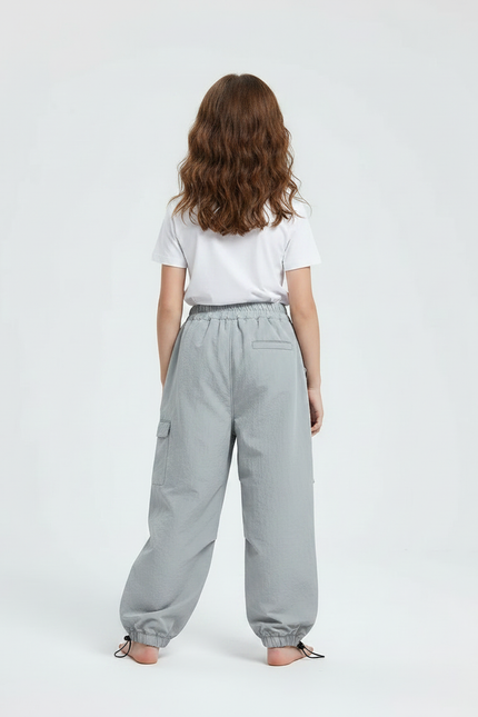 Pantalon Parachute Gris Ample Nylon Enfant - Polyester - vue 2
