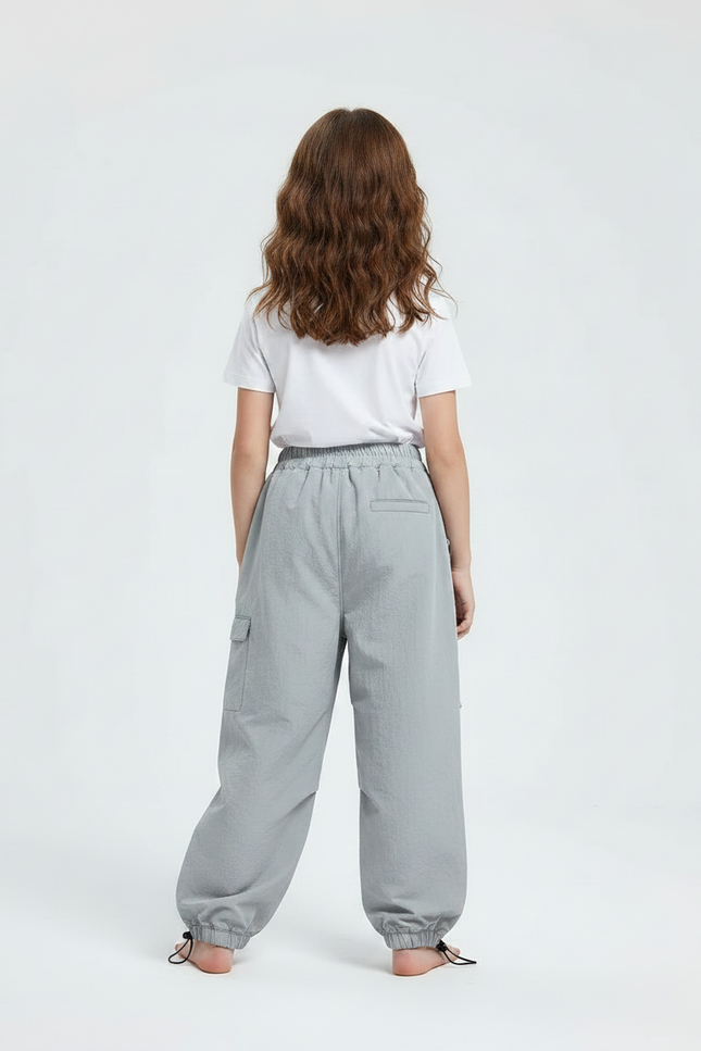 Pantalon Parachute Gris Ample Nylon Enfant - Polyester - vue 2
