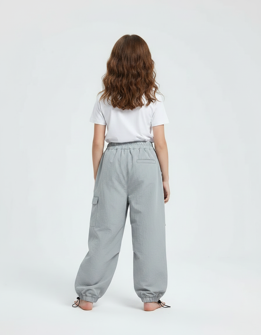 Pantalon Parachute Gris Ample Nylon Enfant - Polyester - vue 2