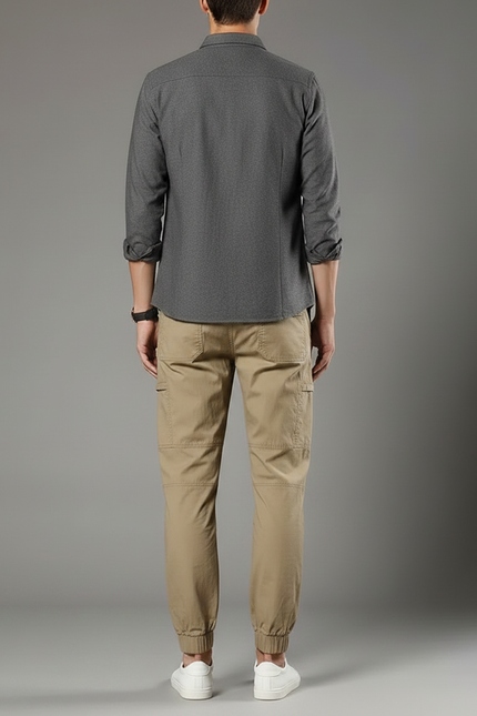 Pantalon Parachute Beige Cargo Coton Ample Homme - vue 2