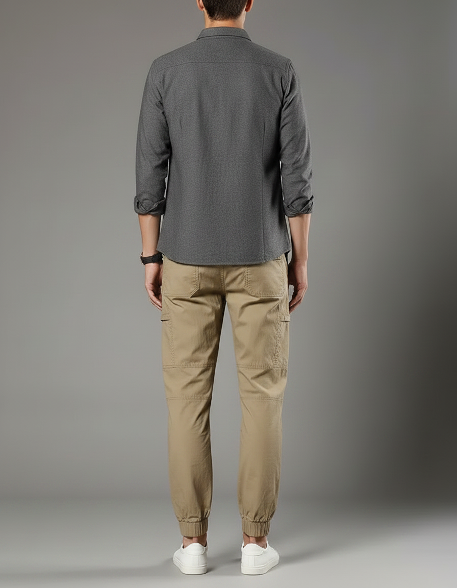 Pantalon Parachute Beige Cargo Coton Ample Homme - vue 2