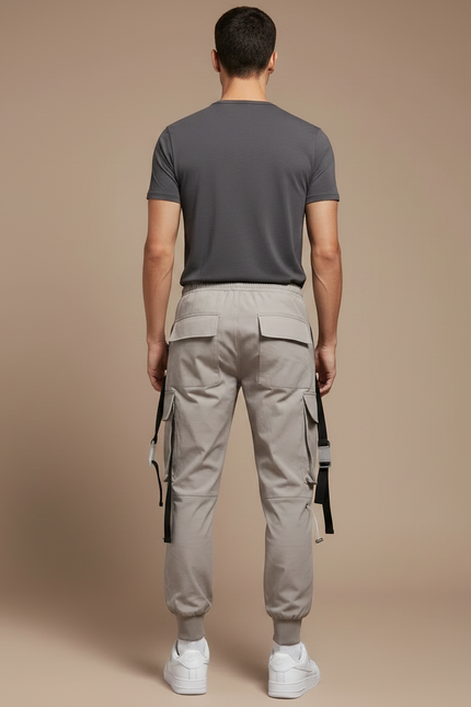 Pantalon Parachute Gris Cargo Techwear Jogger Homme - Polyester - vue 2