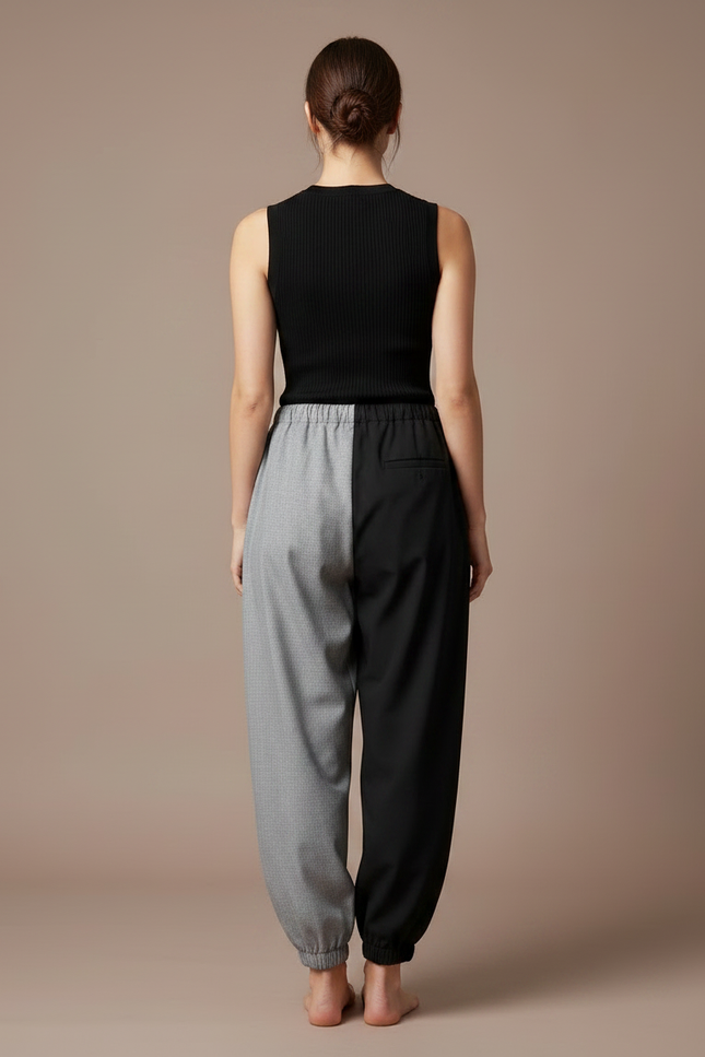 Pantalon Parachute Bicolore Ample Cordon Décontracté - Multicolore Polyester - vue 2