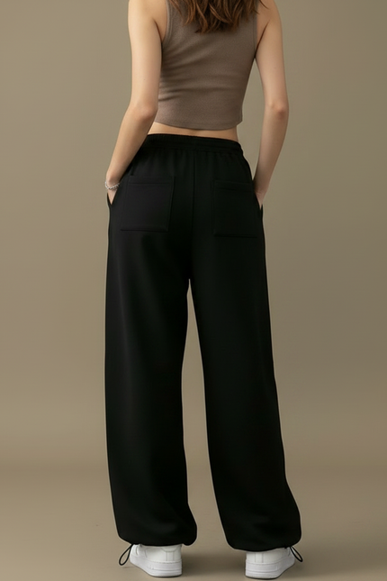 Pantalon Parachute Noir Ample Imprimé Y2K Femme - Molleton - vue 2