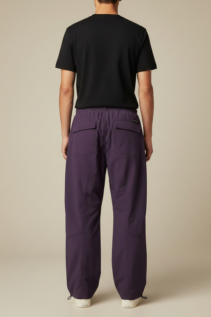 Pantalon Parachute Violet Homme Ample Décontracté Cordon - Polyester - vue 2